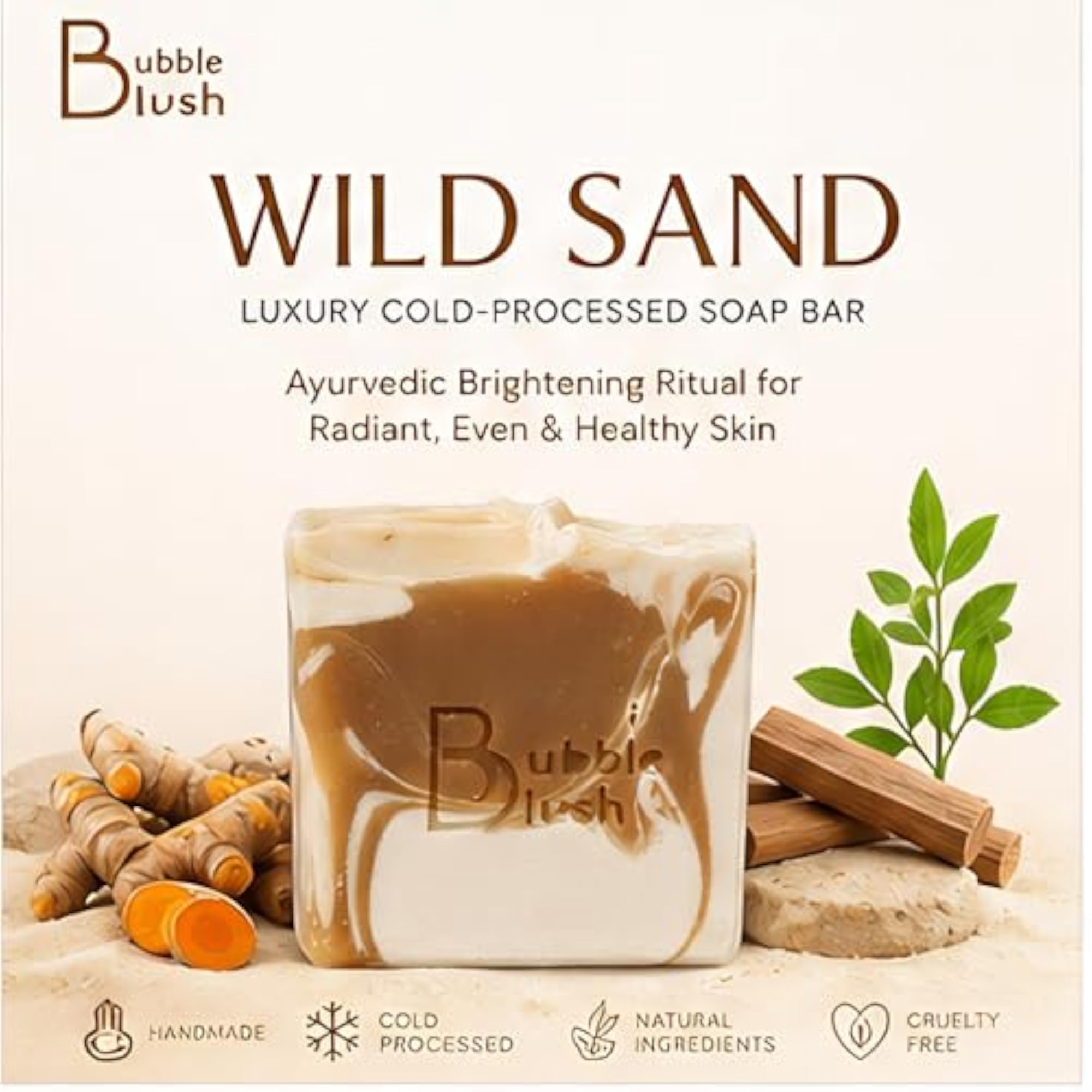 Wild Sand Luxury Handmade Cold-Process Soap with Turmeric and Sandalwood